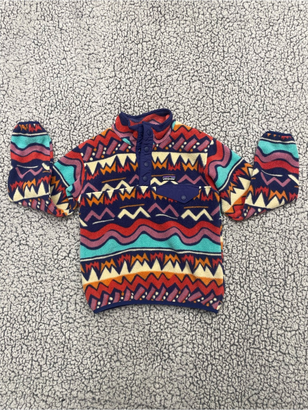 Patagonia Kids Lightweight Synchilla Snap-T Fleece Pullover Aztec Print XS 5-6
